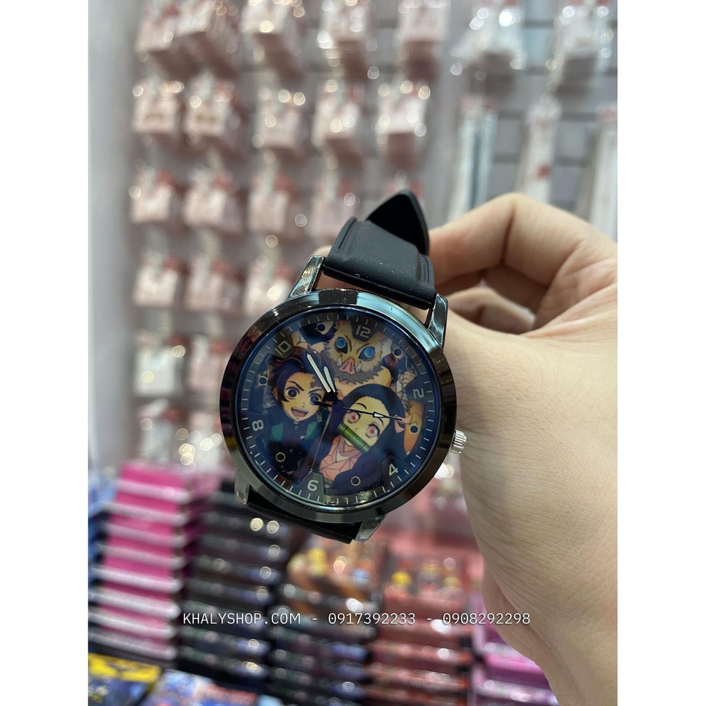 Đồng hồ tròn kim đeo tay hình Kimetsu (Thanh gươm diệt quỷ) màu đen siêu hot cho các bé | BigBuy360 - bigbuy360.vn