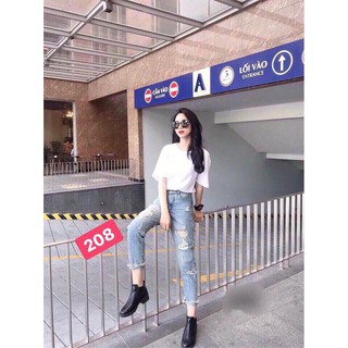 Quần Jean 9 Tấc, Quần Baggy Nữ Rách Gối Thời Trang MS-H20