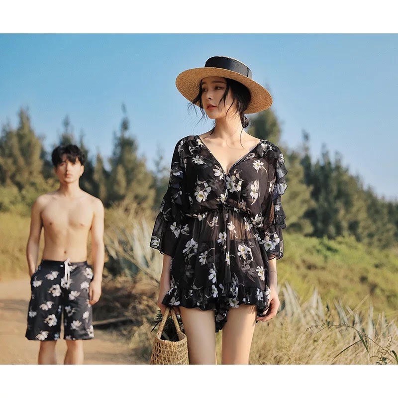 Bikini cặp đôi hoa đen