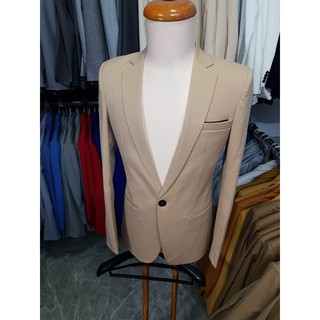 Áo vest nam ôm body màu kem vàng chất vải dày mịn