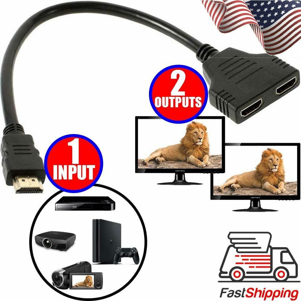 Cáp Chia Cổng Hdmi 100% Đầu Vào 1 Đầu Đực Sang 2 Đầu Cái 1080p