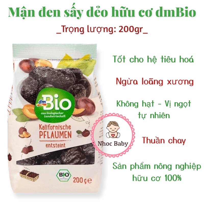 Mận đen hữu cơ sấy dẻo dmBio Đức 200gr