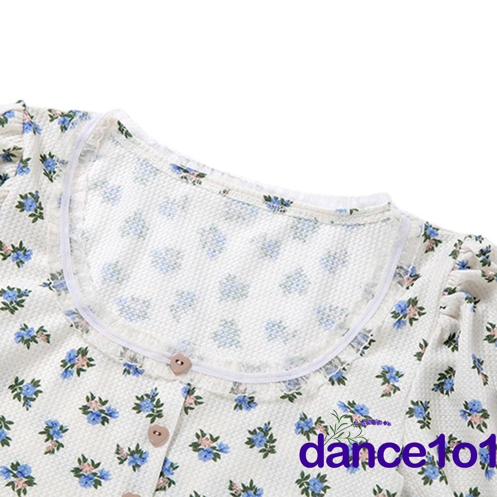 Áo Croptop Tay Loe Hoạ Tiết Hoa Nữ Tính