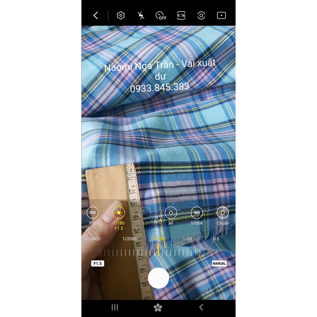 Vải Kate xô caro xanh biển, hàng mỏng mát, chuẩn somi