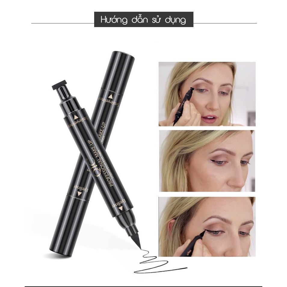 Bút dạ kẻ mắt hai đầu QIC chống thấm nước không lem không trôi nội địa Trung MD-EL03 | BigBuy360 - bigbuy360.vn