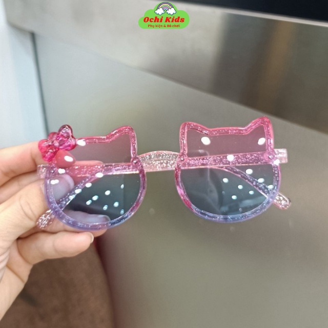 Kính trẻ em chống nắng, kính mát bé gái hình tai mèo đáng yêu cho bé Ochi Kids