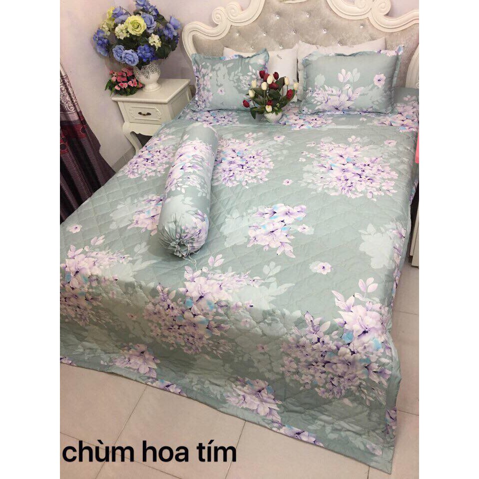 Ga chun m6 và 2 vỏ gối 45x65cm CHÙM HOA TÍM