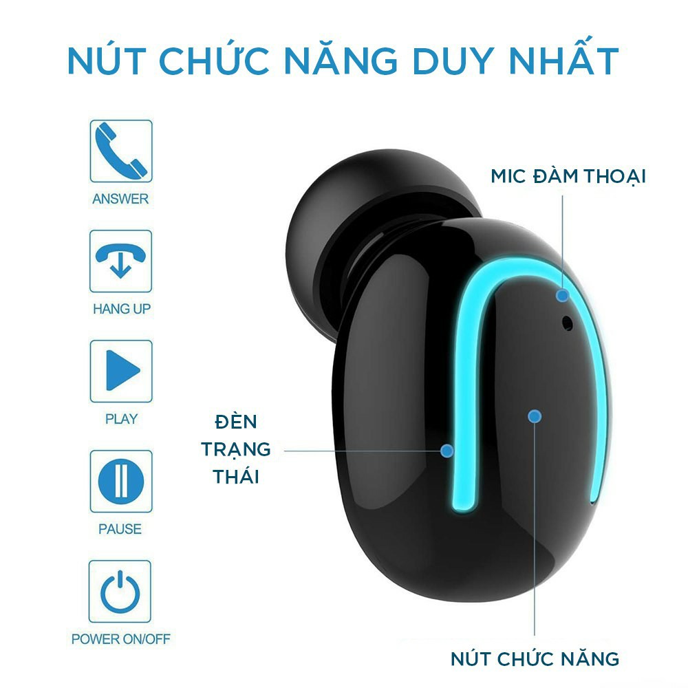 CAO CẤP) Tai Nghe Bluetooth Không Dây HBQ-TWS - Chống Nước IPX7 - Nghe 90h - Tích Hợp Micro - Tự Động Kết Nối - Nhỏ gọn