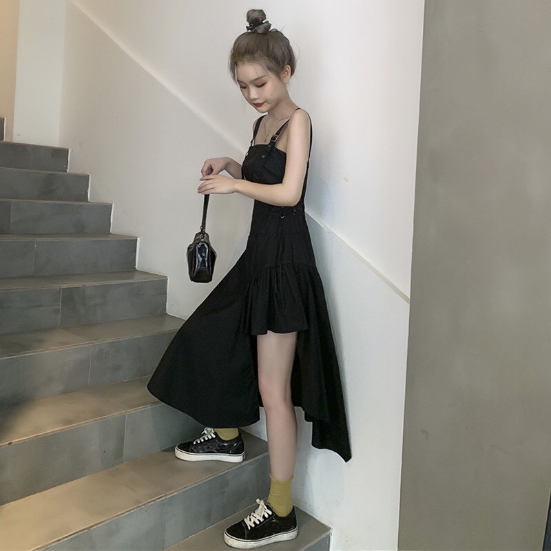 Váy suông 2 dây đuôi cá lệch vạt thắt dây eo dáng dài tiểu thư phong cách hàn quốc_ranstore | BigBuy360 - bigbuy360.vn