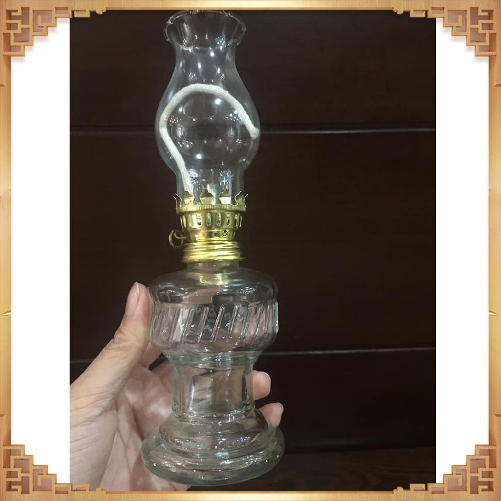 Đèn Thờ Đèn Thắp Dầu Lưu Ly Thủy Tinh Bộ 2 Đèn Trắng