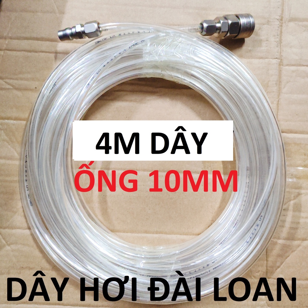 Dây hơi thẳng 4m, dây 6x10mm, kèm bộ đầu nối nhanh phổ thông (SS1837) (SS1976)