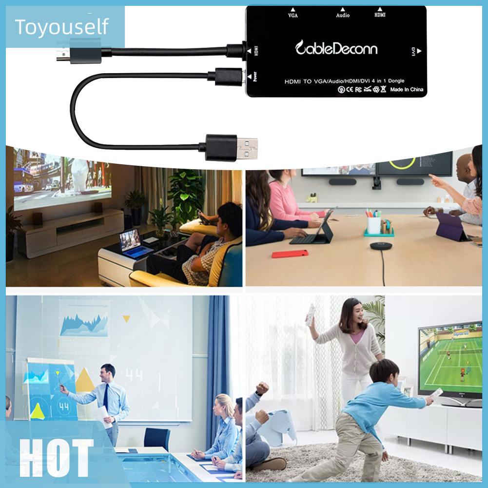 Cáp chuyển đổi 4 trong 1 từ Micro USB sang HDMI VGA DVI HD TV Port