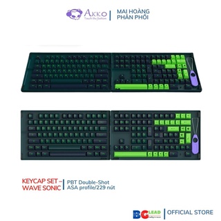 Bộ keycap cho bàn phím cơ AKKO Keycap set – Wave Sonic (PBT Double-Shot/ASA profile/229 nút) - Mai Hoàng phân phối