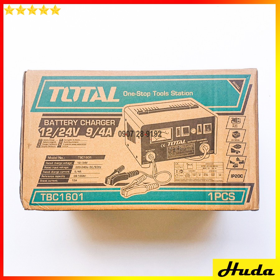 Máy sạc bình điện ắc qui Total TBC1601 uio