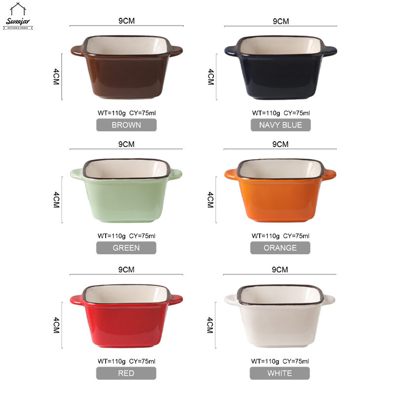 Đĩa đựng nước chấm SWEEJAR bằng gốm có hai tay cầm tiện lợi