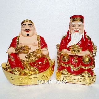Thần Tài - Thổ Địa (1 bộ 2 ông) áo đỏ, màu mang lại may mắn cho gia chủ, chất liệu cao cấp, nhiều kích cỡ.