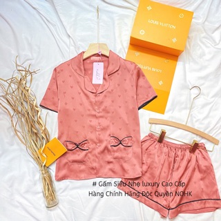 Bộ pijama đùi lụa gấm tim cao cấp Nohk