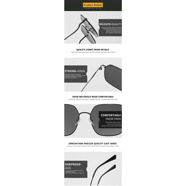 Kính râm gọng kim loại hình vuông uv400 cho nữ