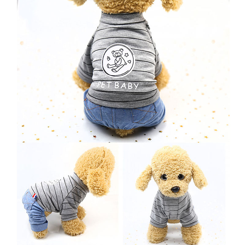 Vật Liệu Bông Vật Nuôi Thoáng Khí In Hoạt Hình Quần áo Mèo Và Chó Mùa Xuân Và Mùa Hè Thời Trang đại Học Phong Cách Quần áo Vật Nuôi Bốn Chân