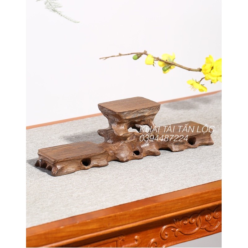 Đế gỗ 3 trụ tam Sơn gỗ cánh gà để tượng , chậu bonsai mini