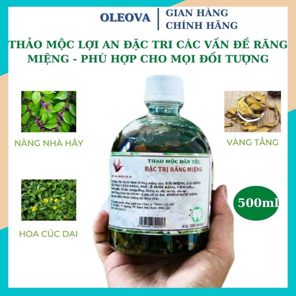 Nước súc miệng thảo mộc Lợi An ngừa sâu răng chảy máu chân răng nấm lưỡi hôi miệng RD37 (500ml)