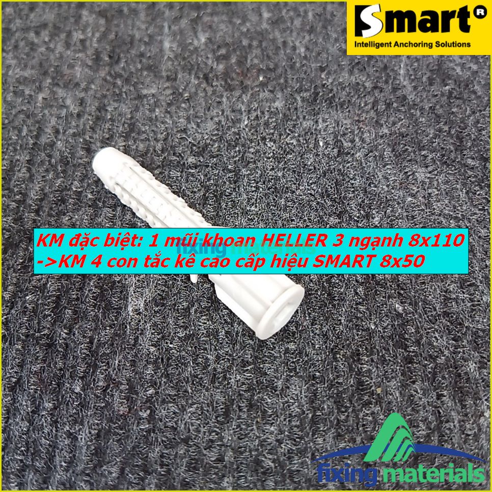 KM đặc biệt: Mũi khoan HELLER 3 ngạnh 8x110 tặng 4 con tắc kê cao cấp M8x50 hiệu SMART, nhập khẩu EU