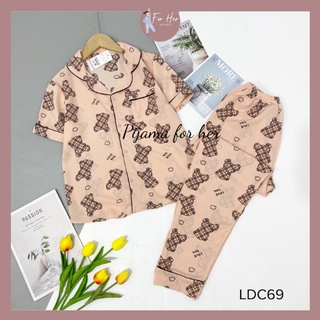 Bộ Mặc Nhà Pizama Lụa Latin Cổ Vuông Pijama Cộc Dài