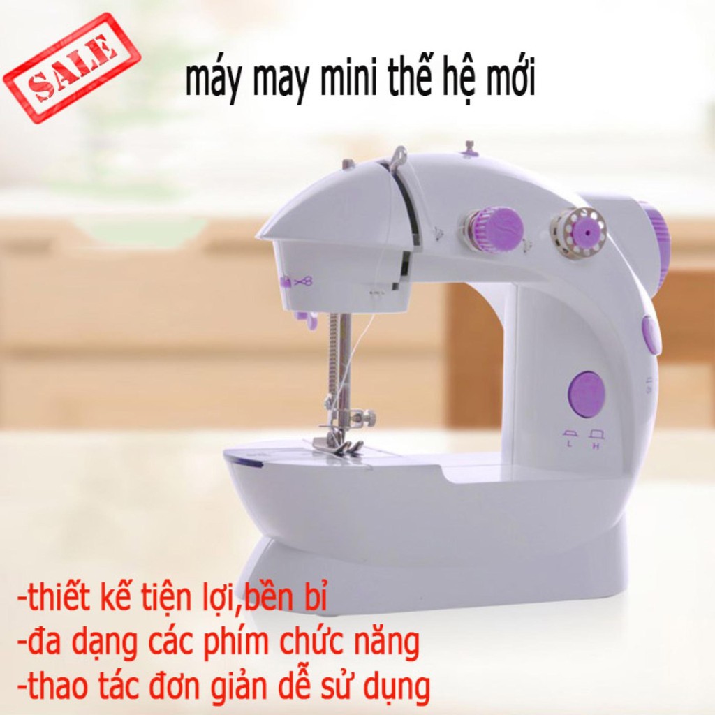 Máy khâu mini gia đình cầm tay tiện dụng Máy may để bàn hỗ trợ may vá Bảo Hành 1 tháng