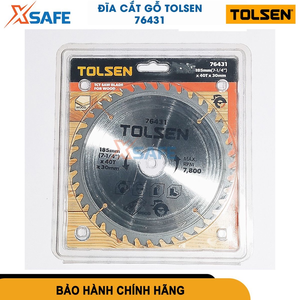 Đĩa cưa gỗ 185mm Tolsen 76431, đĩa cắt size 185mm*40 Răng và 185mm*60, hợp kim thép cao cấp, bền bỉ [CHÍNH HÃNG][XSAFE]