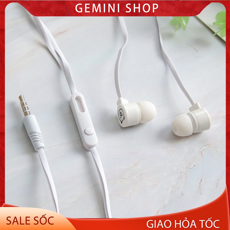 Tai Nghe Nhét cắm dây 3.5mm KiKi-300 Có Mic tặng hộp đựng Họa Tiết Hoạt Hình cho điện thoại và các thiết bị Gemini Shop