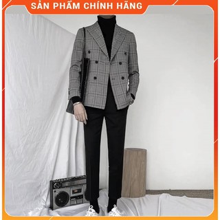 Vest nam - Áo vest nam Hàn Quốc kẻ caro chất vải cotton mềm 2 lớp dày dặn, hàng chính hãng