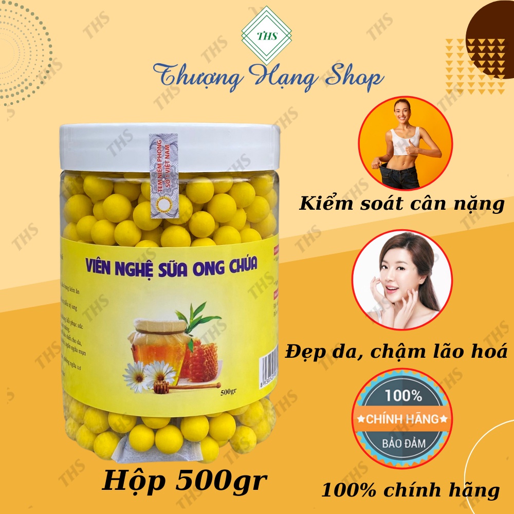 500gr Viên Nghệ Sữa Ong Chúa, Đẹp da, Giảm Cân, Phục hồi da mụn,  Có Chứng Nhận An Toàn Thực Phẩm