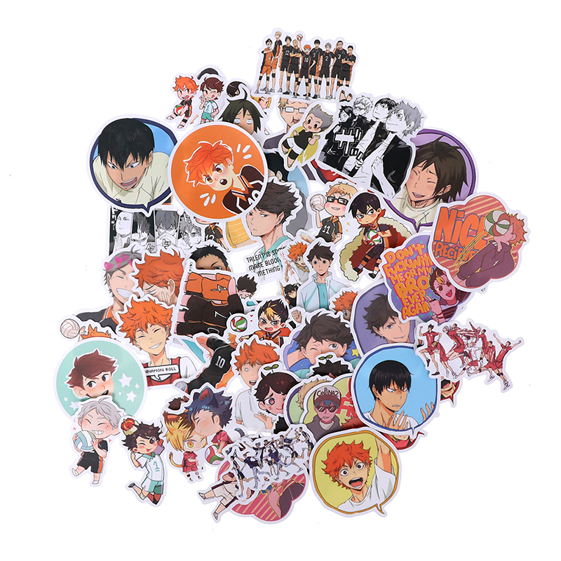 (Bi & 3c) 50 Hình Dán Anime Haikyuu Pvc Chống Nước