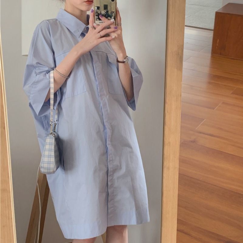 Đầm bầu dài dáng rộng phong cách Hàn Quốc 2021 cho nữ