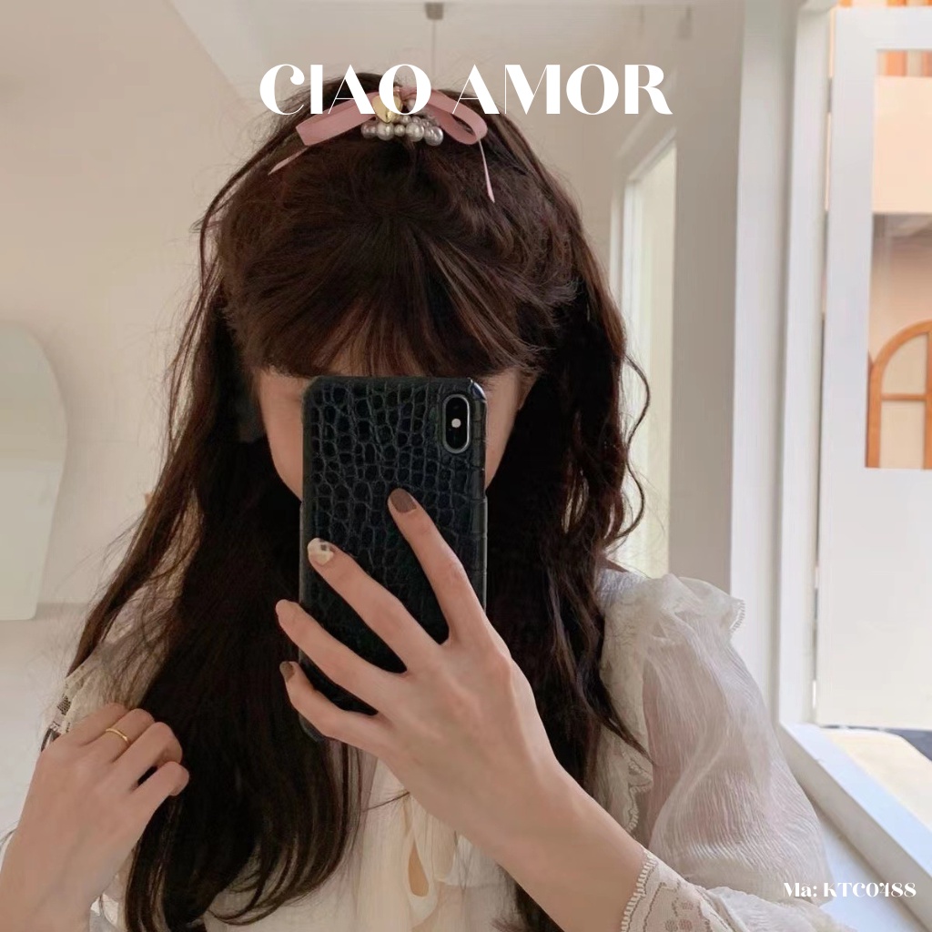 Buộc tóc nữ, Chun tóc ngọc dây nơ tiểu thư đáng yêu Phụ kiện tóc Ciao Amor - KTC0488