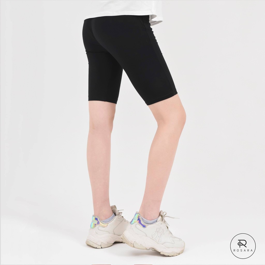 Quần biker short legging lửng cạp chun vải cao cấp thun ngố nữ co giãn tốt dáng ôm Rosara SP108 | BigBuy360 - bigbuy360.vn