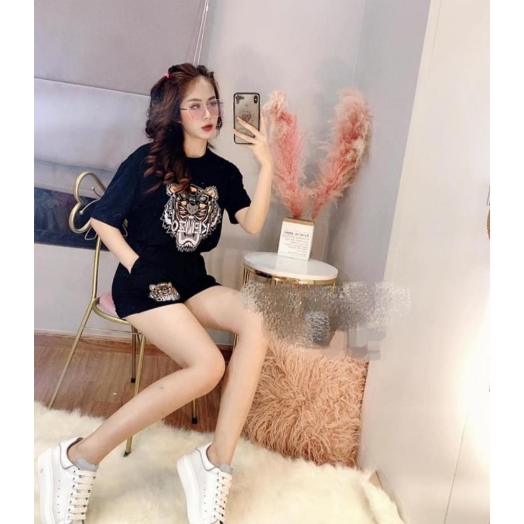 Đồ bộ nữ KZ001 quần đùi, from thụng chuẩn vải đanh mịn | BigBuy360 - bigbuy360.vn