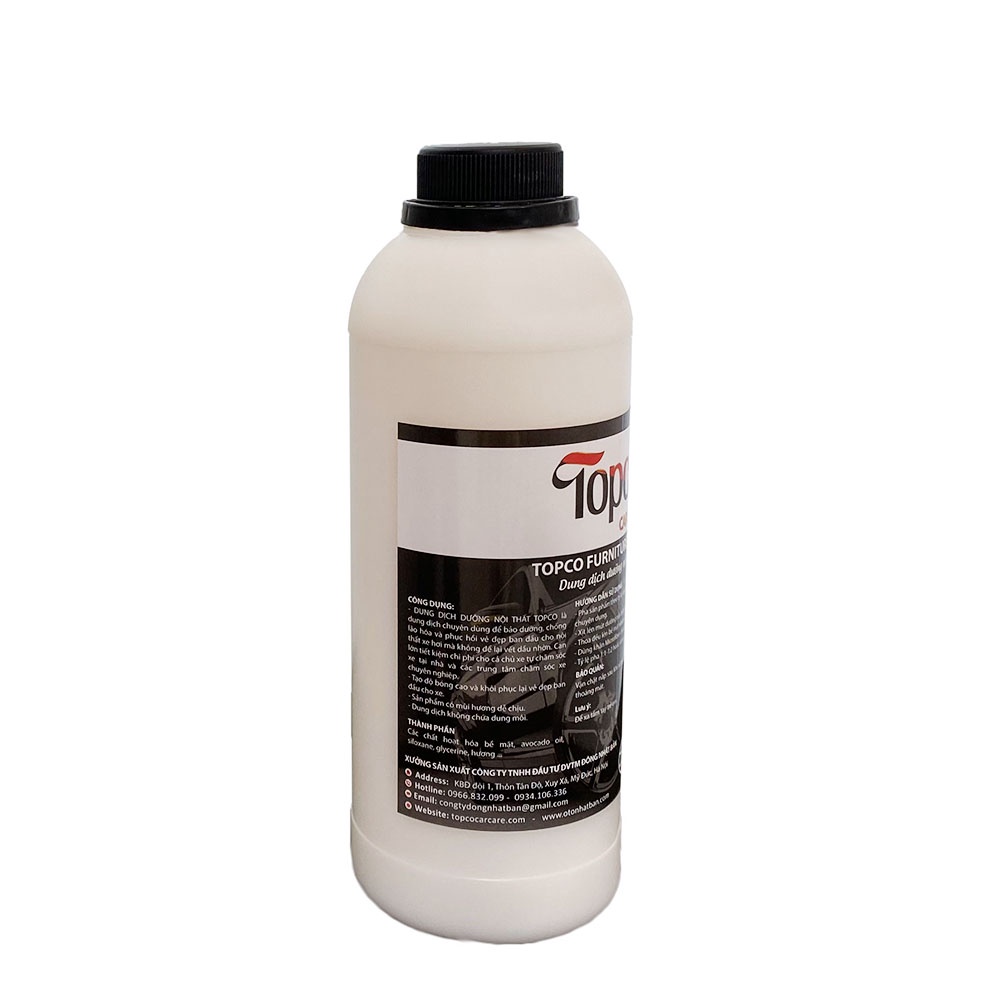 Dung dịch dưỡng nội thất ô tô bảo dưỡng ghế da, nhựa, giả da Topco đánh bóng bề mặt nội thất chai 1 lít Nhật Bản Mart