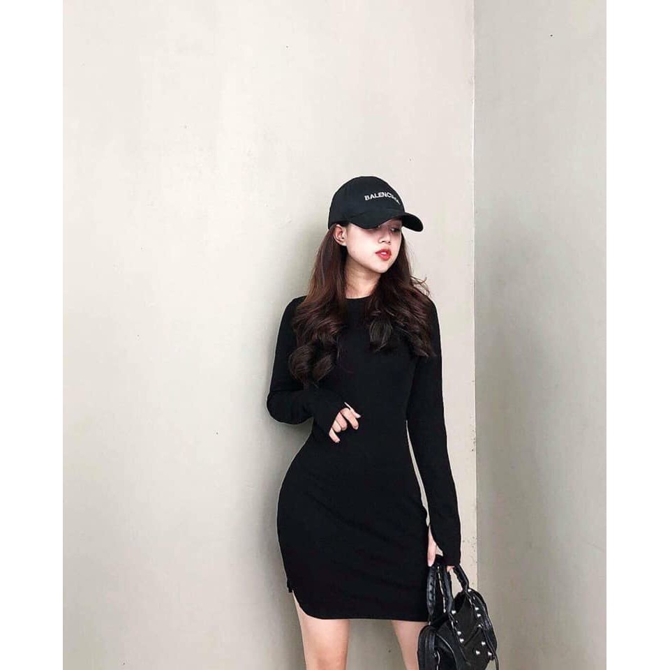 Đầm Nữ [FREESHIP] 🌸 Váy thun trơn xỏ ngón nữ - Đầm body nữ dài tay CỰC ĐẸP 🌸 | BigBuy360 - bigbuy360.vn