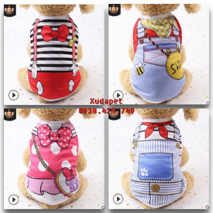 [MUA NHIỀU GIẢM GIÁ] COMBO Siêu Rẻ 4 Áo 3 Lỗ Hoạt Hình Dễ Thương Cho Chó Mèo Ngày Hè (Màu Ngẫu Nhiên)  - SP005201