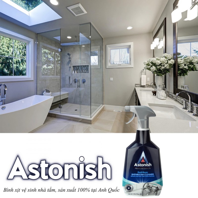 Bình xịt tẩy rửa vòi hoa sen, vòi nước inox, nhà tắm Astonish C6710