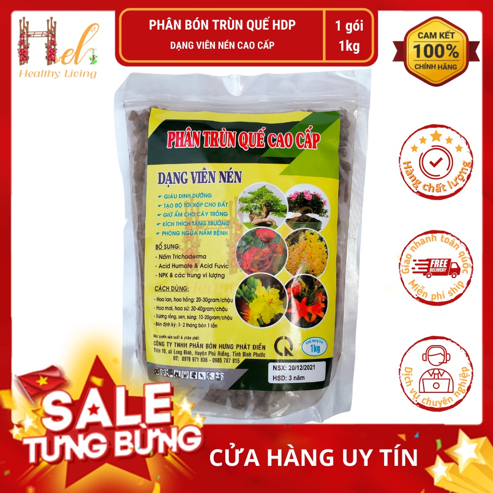 Phân Bón Trùn Quế Viên Nén HPD Cao Cấp Phân Bón Hữu Cơ Chuyên Cho Lan Và Cây Kiểng Gói 1kg