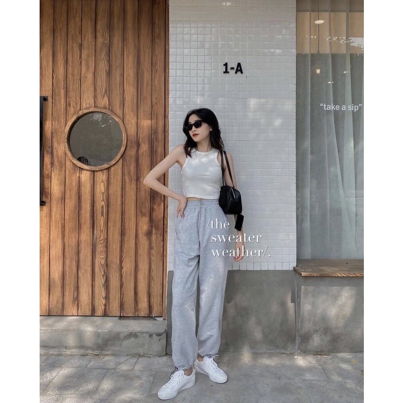 [Ảnh thật] Quần thể thao jogger trơn rút ống - Quần nỉ rút ống unisex