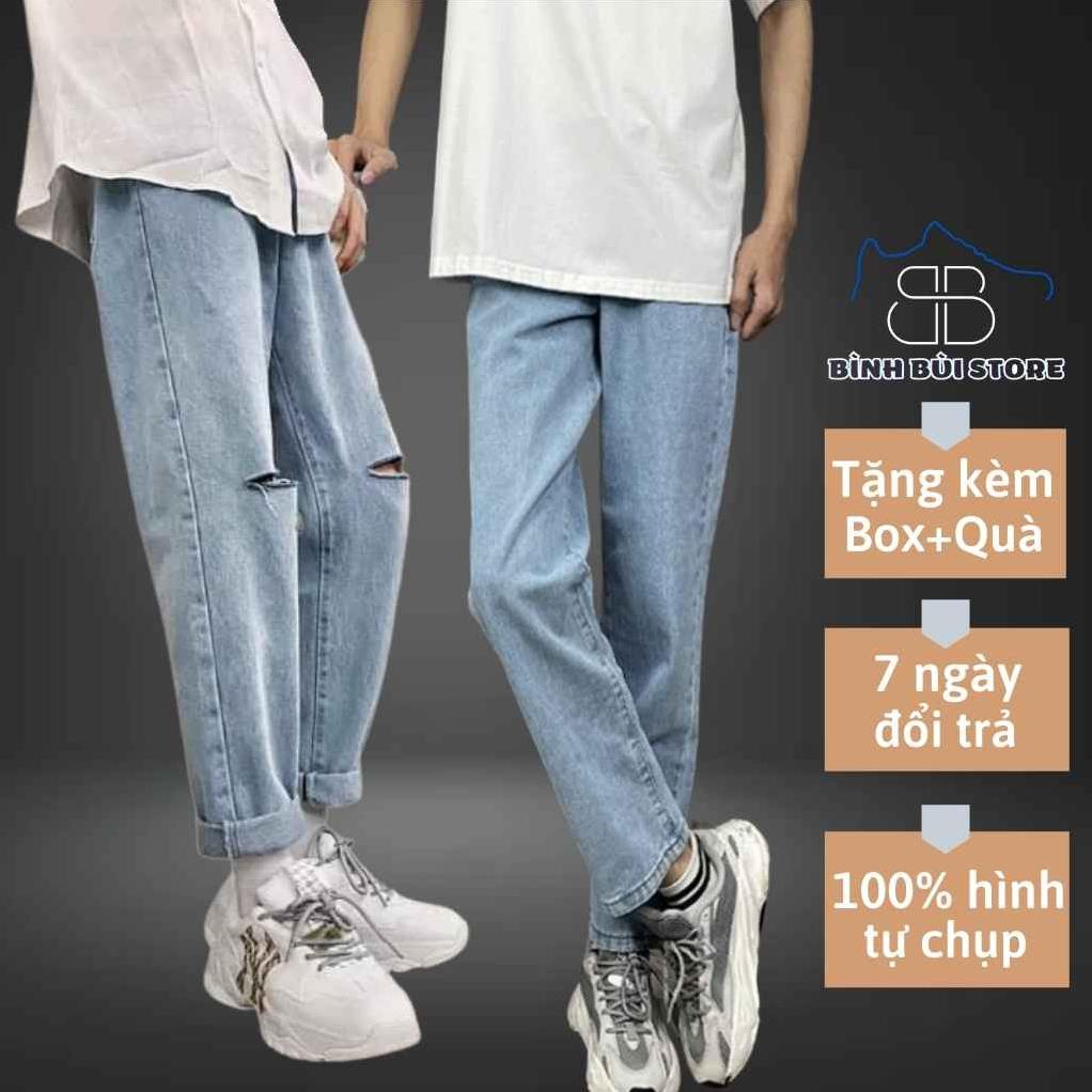 ️🤹️🎊 Quần Jean Nam Rách Gối Ống Côn Baggy Dáng Đứng Phong Cách Ulzzang Hàn Quốc ️🤹️🎊