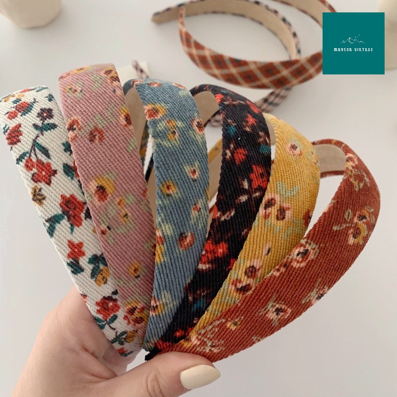 Bờm tóc vintage thời trang Pháp họa tiết hoa nhí