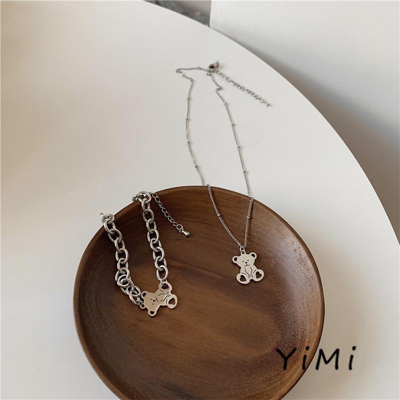 Vòng Tay Mạ Bạc Hình Mặt Gấu Thời Trang Hàn Quốc Cho Nữ