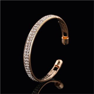 Vòng tay nữ mạ bạc/vàng hở 2 đầu đính pha lê
