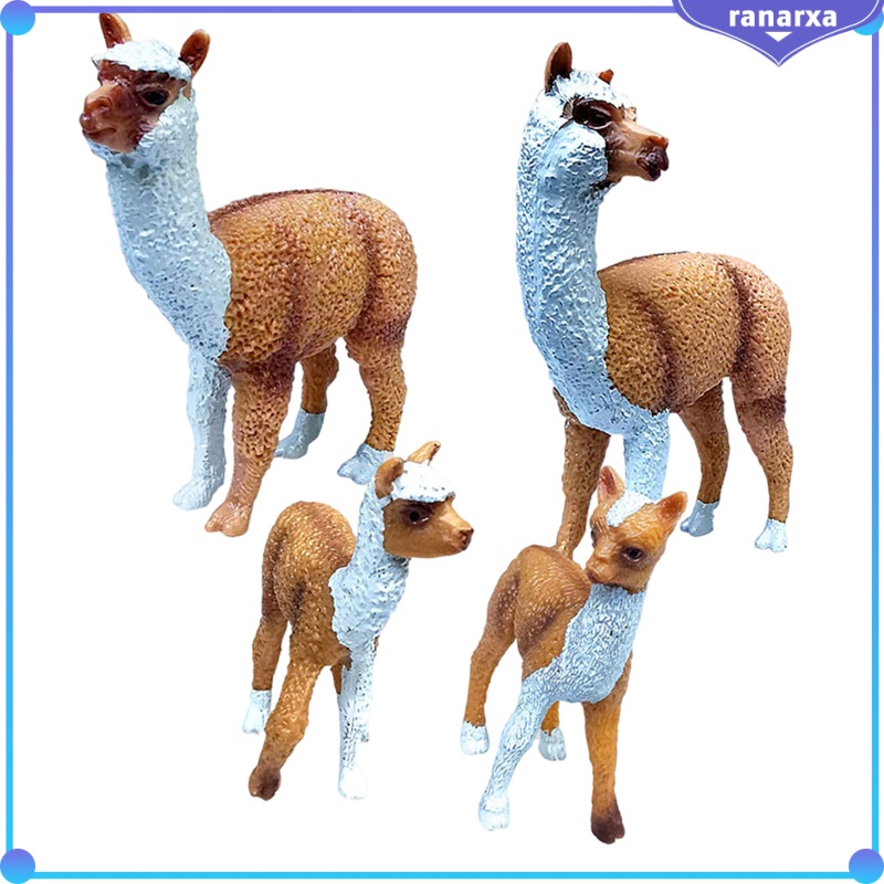 Farm Zoo Animals Figures Toys Realistic Wild Zoo Animals Alpaca Figurines PVC Animals Playset with Alpaca Mom, Alpaca Daddy and Alpaca babies Set of 4