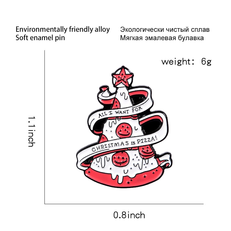 Ghim Cài Áo Hình Bánh Pizza/Cây Thông/Pizza Hoạt Hình Vui Nhộn Dùng Làm Quà Tặng
