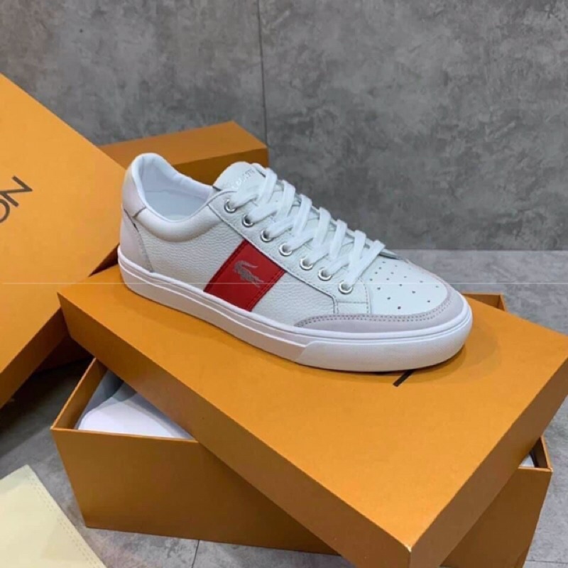 Giày lacoste nam hàng da thật cao cấp . giày nam buộc dây thể thao full hộp
